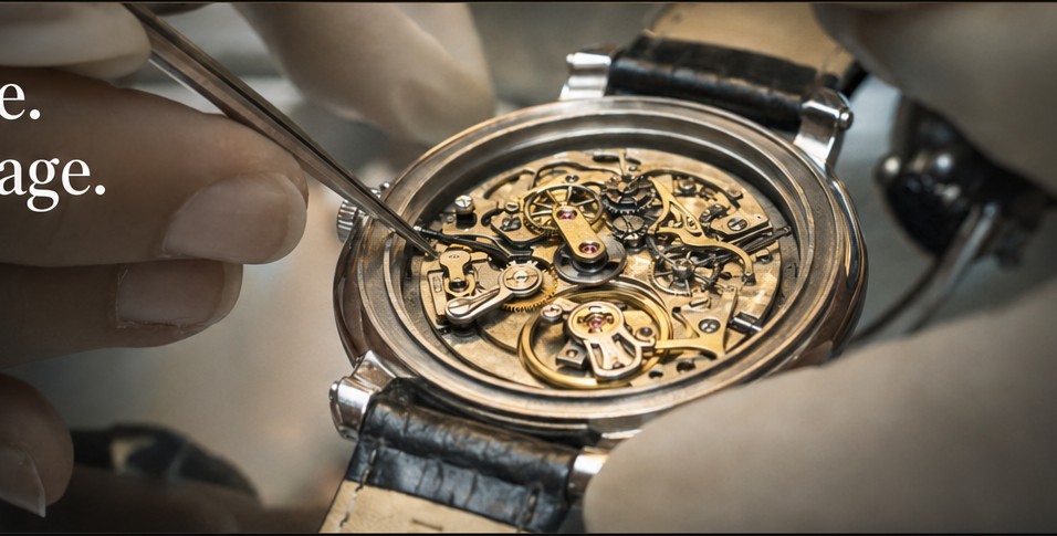 Detailed watch mechanism during restoration